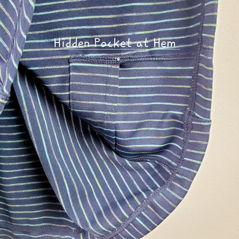 Prana Blue Striped Scramble Athletic High Neck Long Sleeve Dress Sz S - Picture 7 of 12